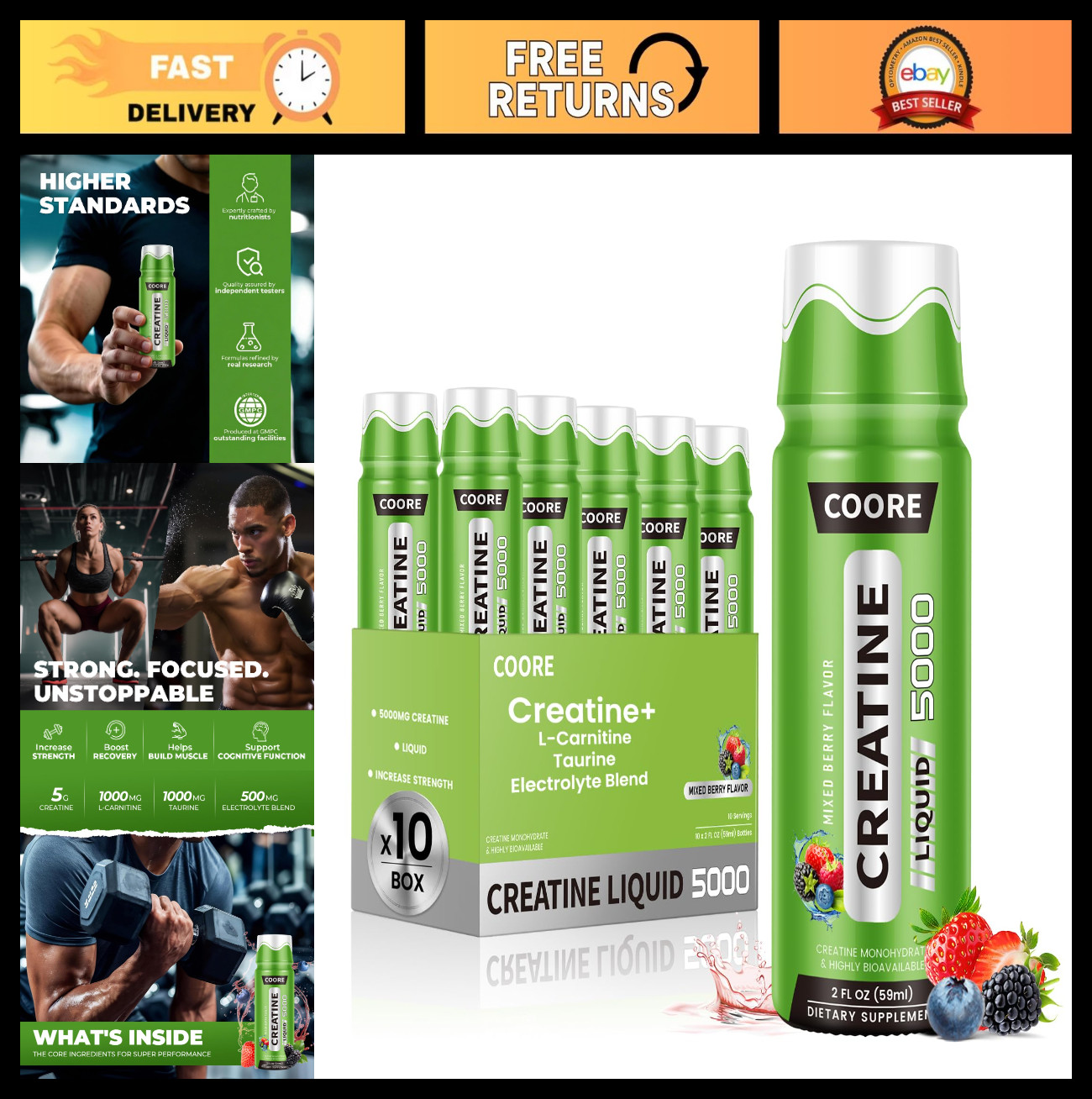 Liposomal Creatine Monohydrate Liquid Shots – Muscle Builder, Pre-Workout, Mixed