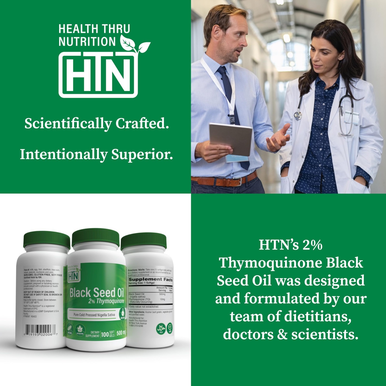 High Potency Black Seed Oil 500mg – 100 Softgels, 2% Thymoquinone, Non-GMO, Glut