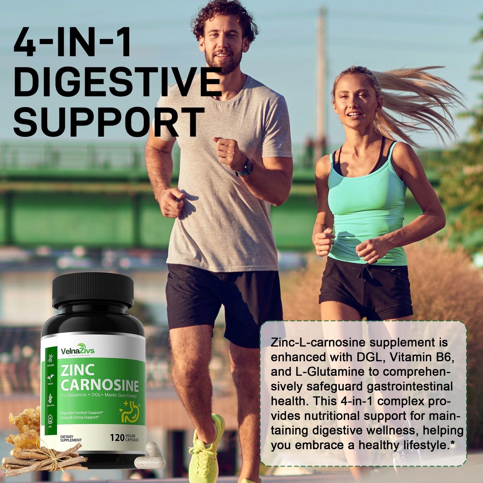 Zinc Carnosine & Mastic Gum Capsules with DGL Licorice – Stomach Support & Gu…
