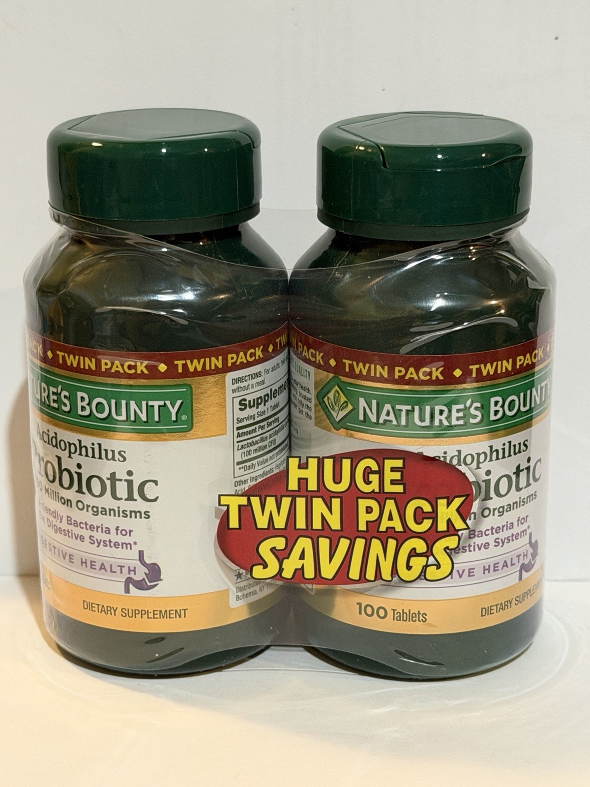 Nature’s Bounty Acidophilus Probiotic Digestive Health 100 Count 2 Pcs 03/2027