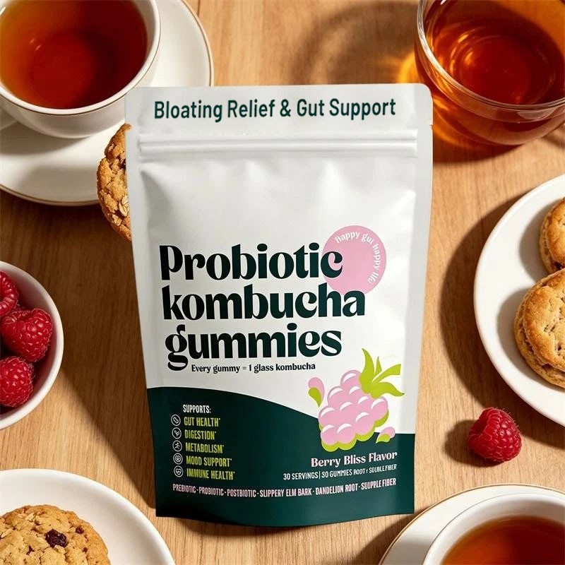 Probiotic Kombucha Gummy – Prebiotics, Probiotics, Postbiotics, Fiber Supplement