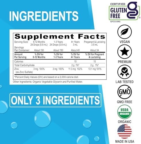 Zinc Supplements Liquid Drops Organic – Pure Organic Ionic Liquid Zinc Suppleme
