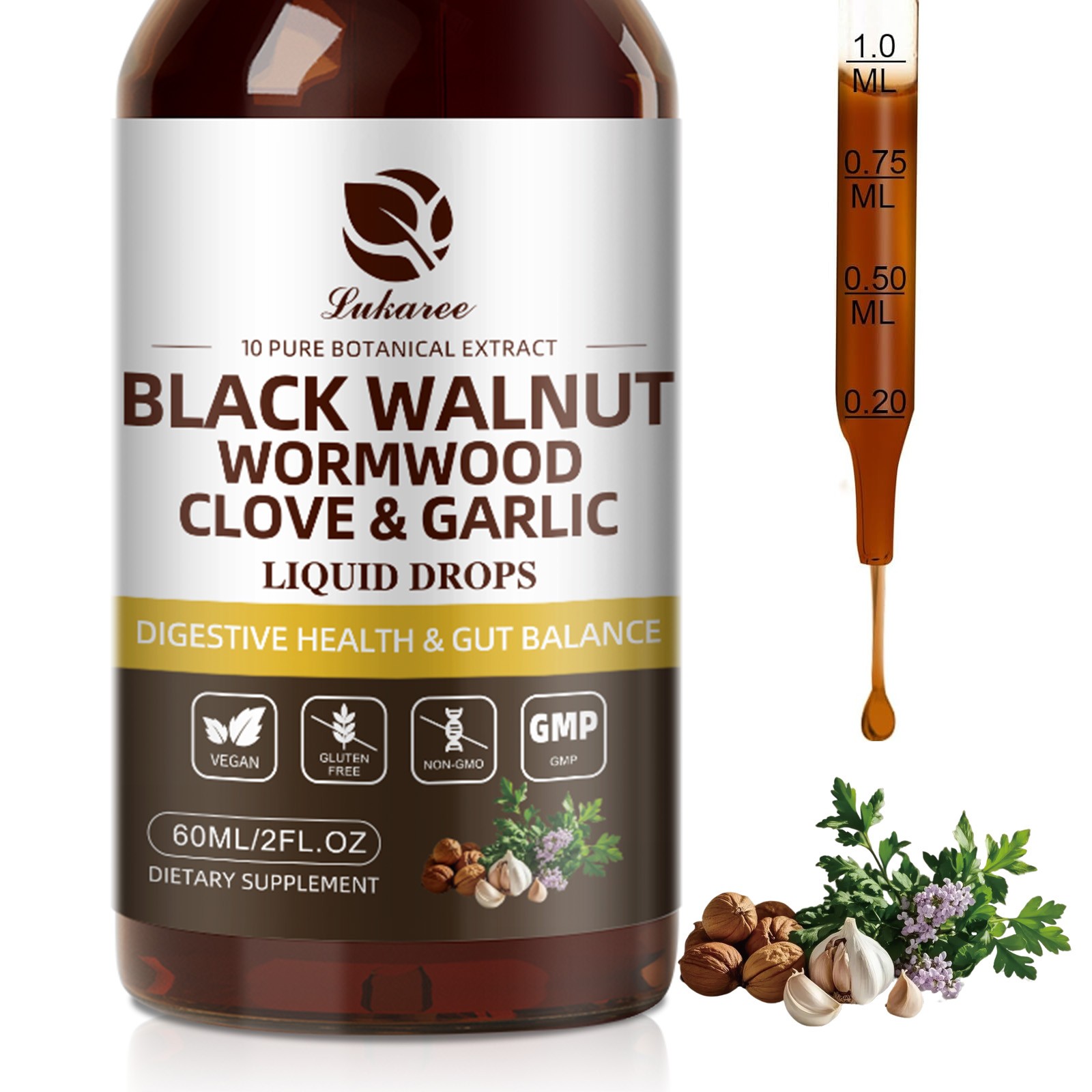 60ML Black Walnut Wormwood Tincture – Rapid Gut Cleanse & Digestive Health