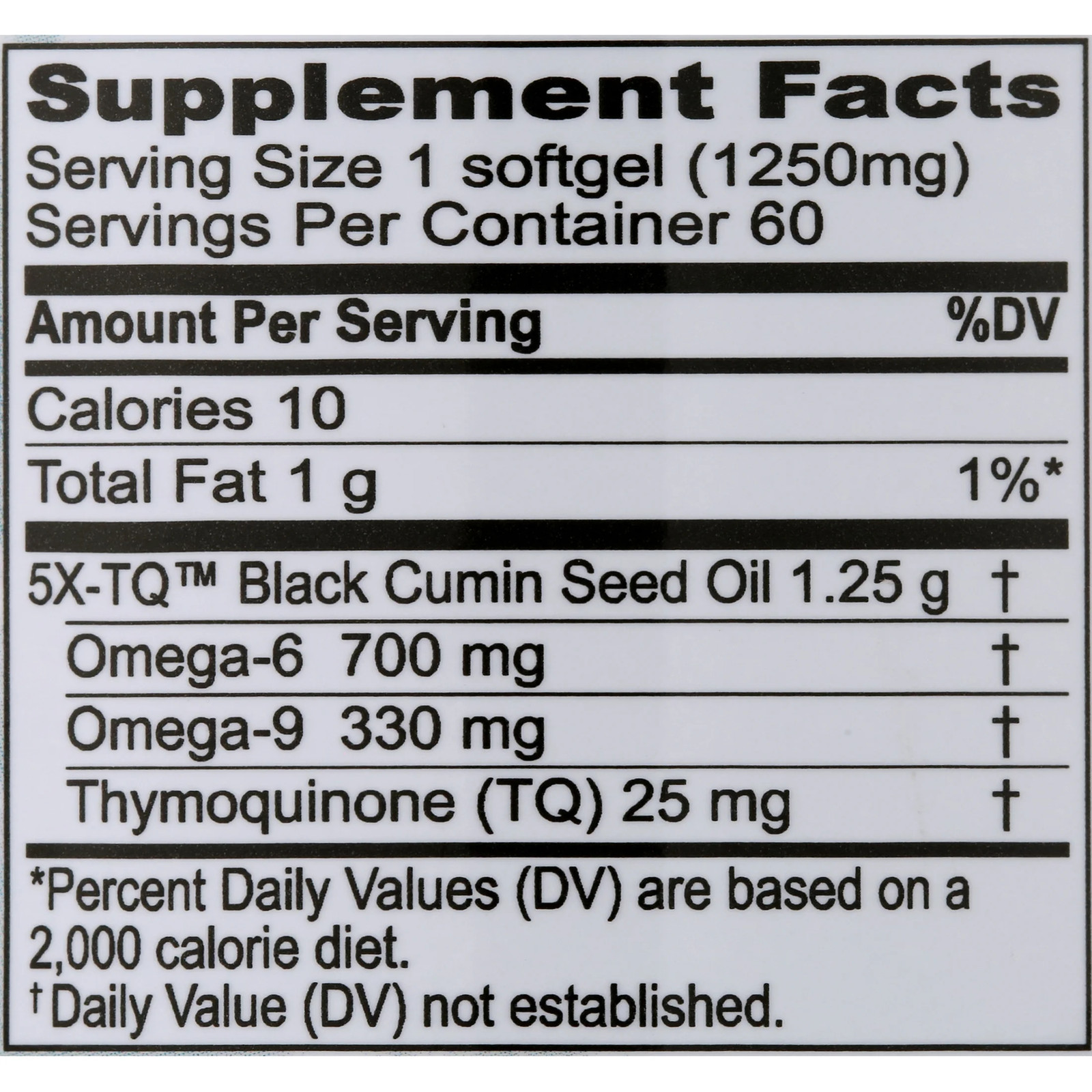 Premium Black Seed Oil Capsules – Cold Pressed – 60 Count,1250Mg