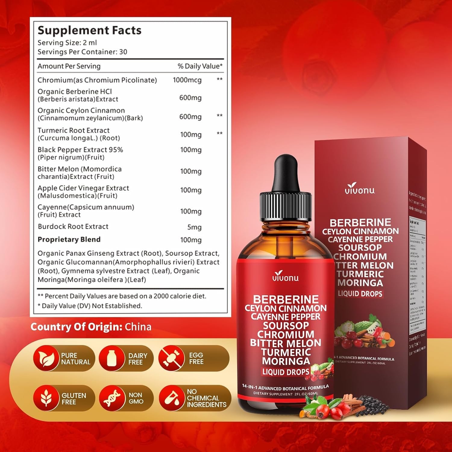 14-in-1 Liposomal Berberine with Ceylon Cinnamon Drops – 2 FL OZ Wellness Boost