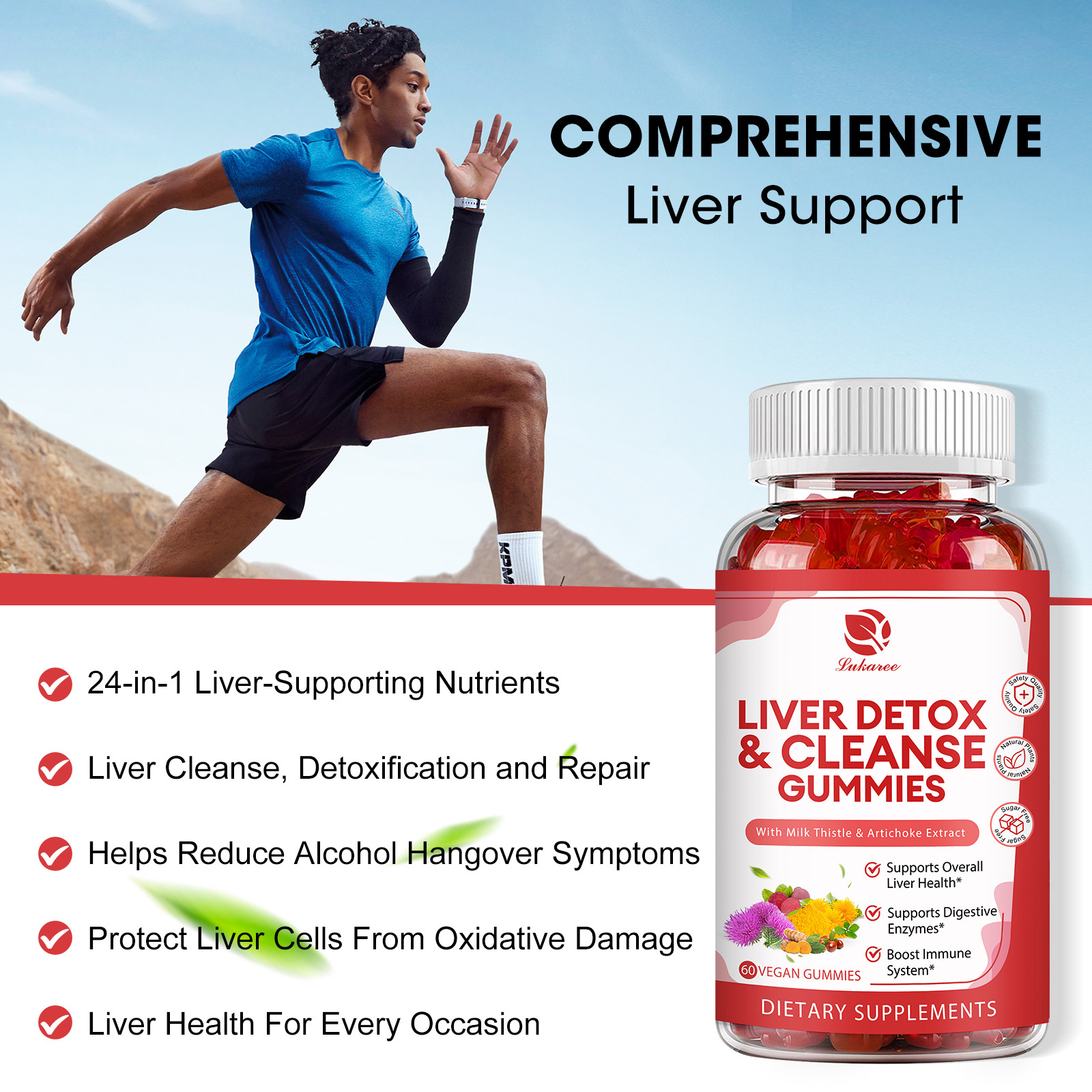 2Packs Liver Cleanse Detox & Repair Gummies, Sugar Free Liver Health Support