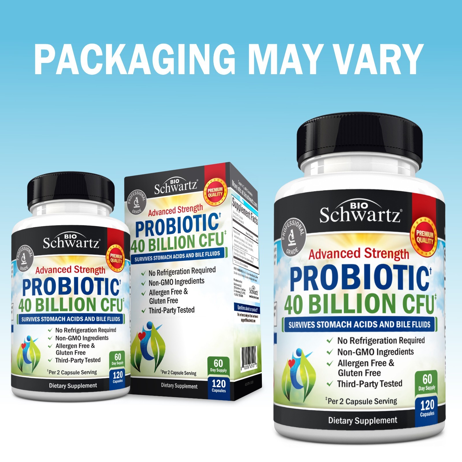 Daily Probiotic Supplement 40 Billion CFU Gut Health Complex w/ Astragalus 120ct