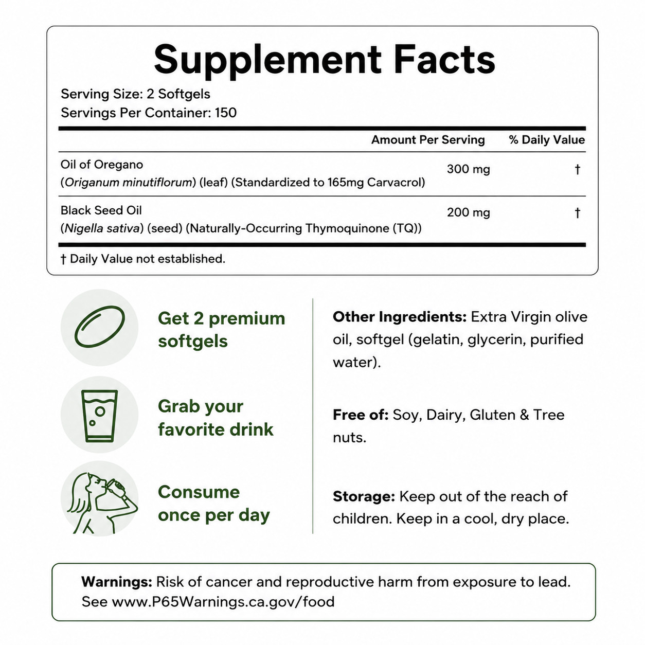 Micro Ingredients Oil of Oregano with Black Seed Oil 6000mg Immune Support 300ct