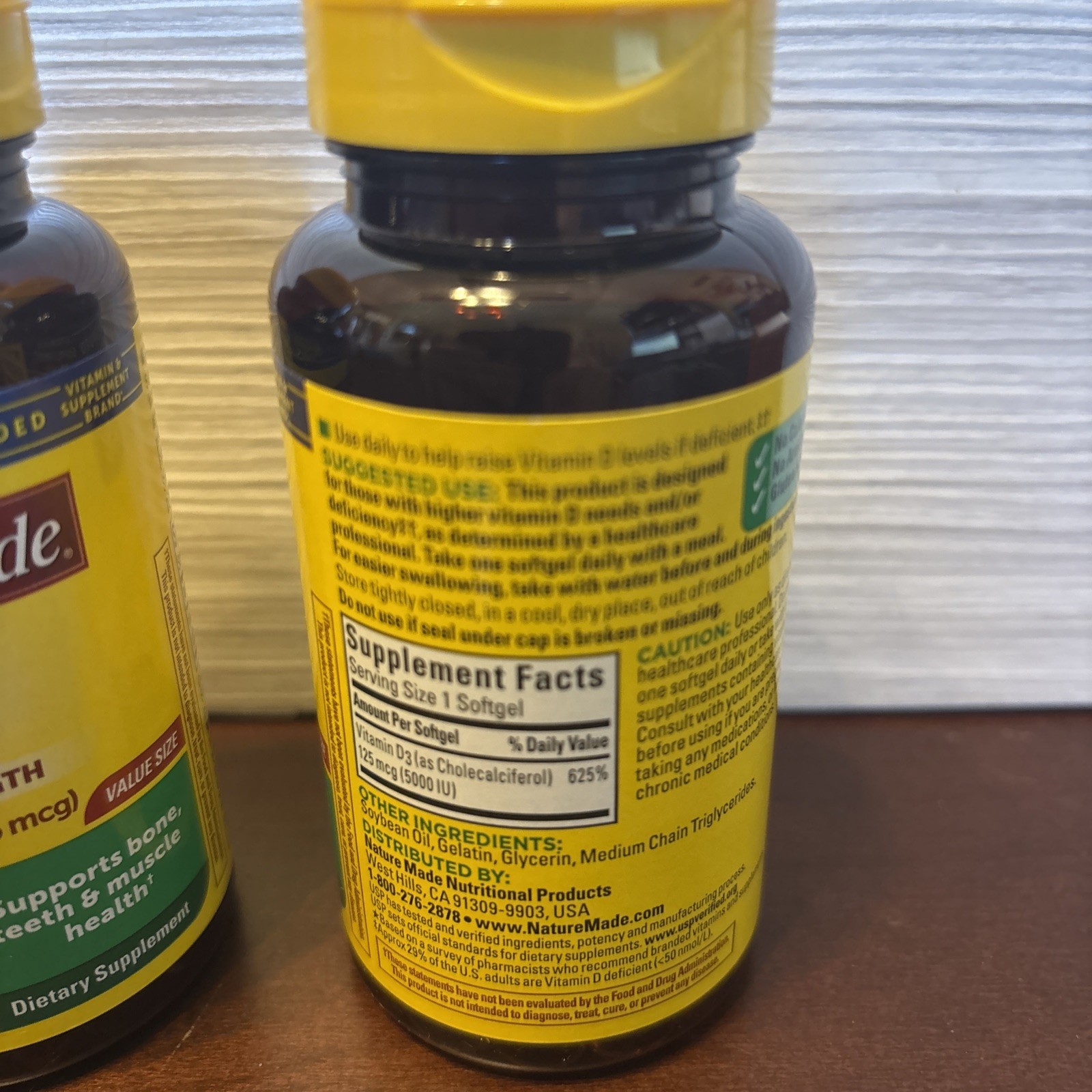 Nature Made -Vitamin D3 5000 IU(125mcg) Extra Strength 3 Pack 180 Each Exp 05/27