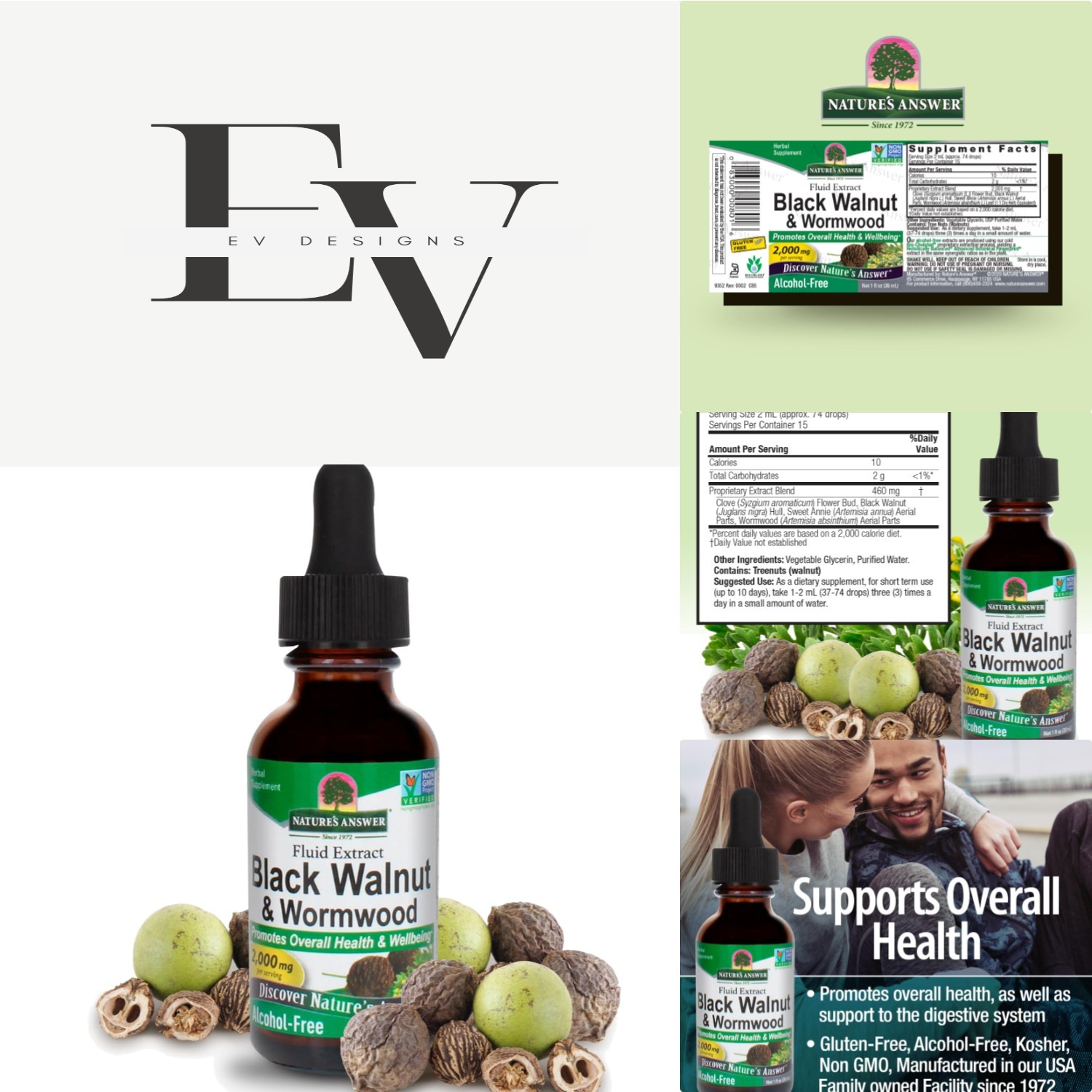 Nature’s Answer 2000mg Black Walnut & Wormwood for Gut Health & Vitality