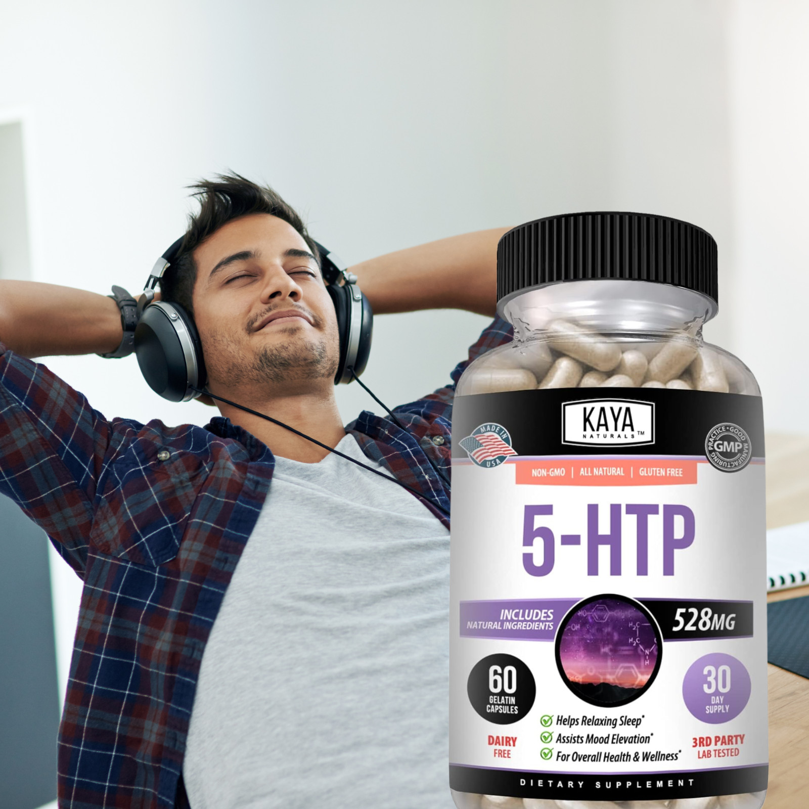 5-HTP 60Ct, Serotonin Support for Sleep and Stress, Supports Weight Loss, 5HTP
