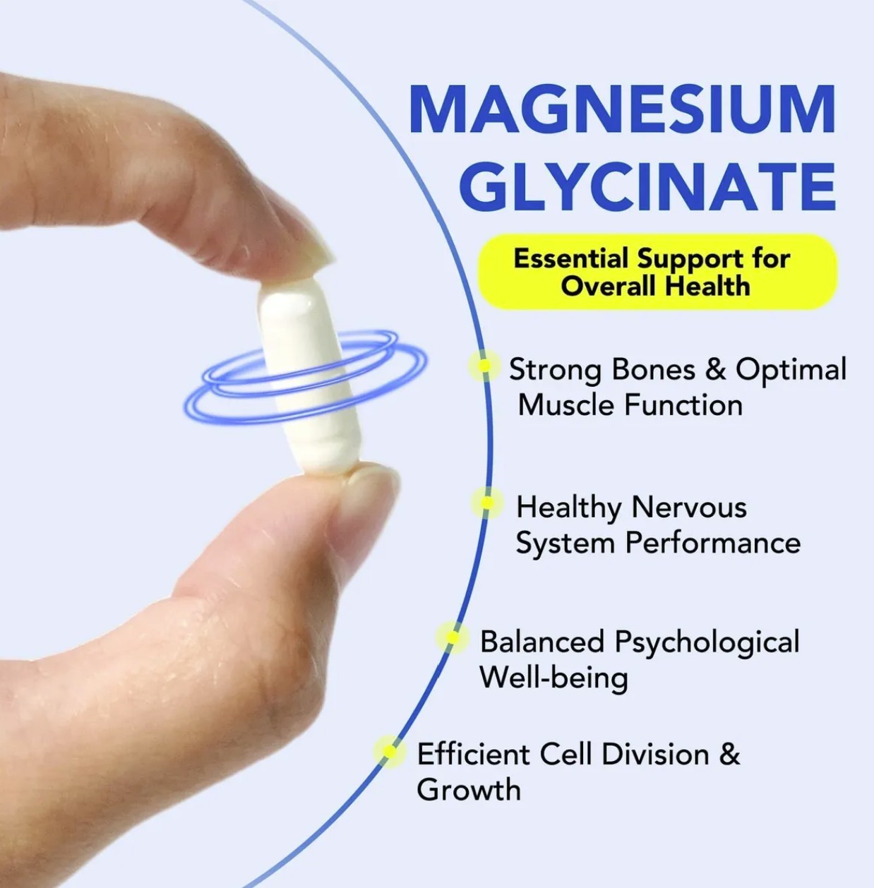 Magnesium Glycinate 1040mg 120 Capsules for Calm Stress, Sleep, Leg Cramp, Heart