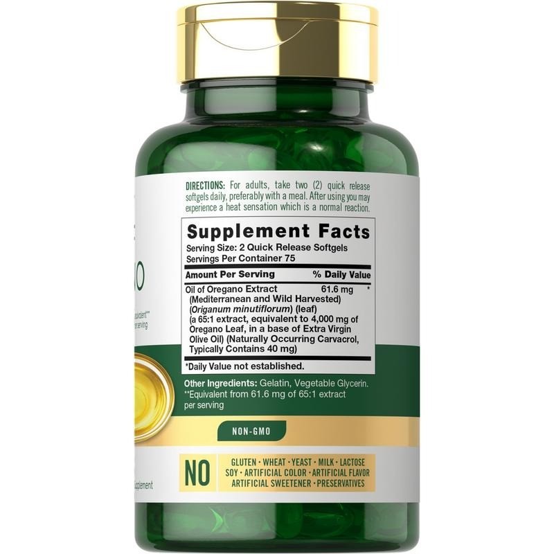 Oil of Oregano 400mg Softgels Carvacrol Immune Support Gluten Free 150ct