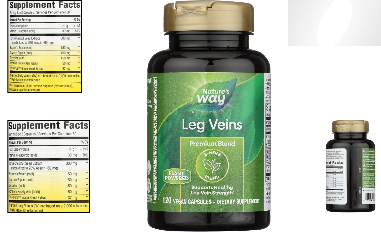 Herbal 6-Herb Blend for Healthy Leg Veins – , 120 Capsules Wellness Boost