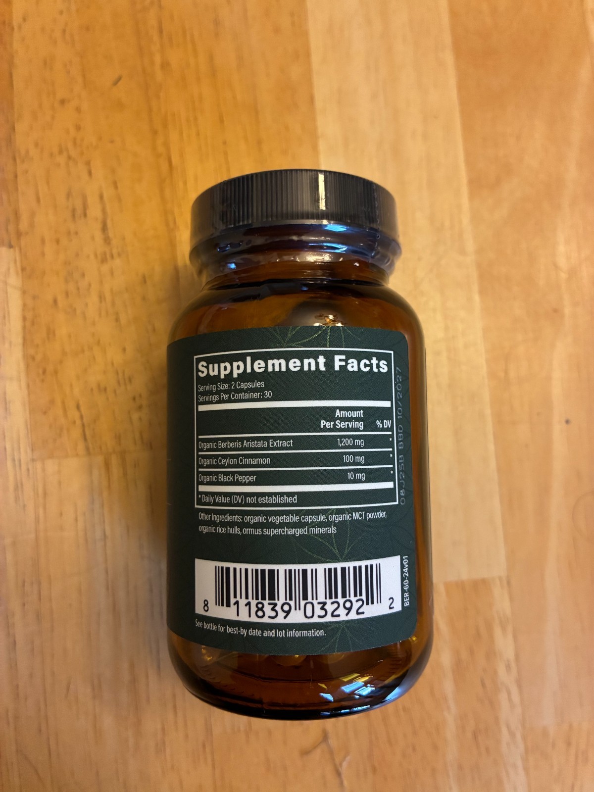 Global Healing Organic Berberine, Ceylon Cinnamon & Black Pepper 1200mg 60 Caps