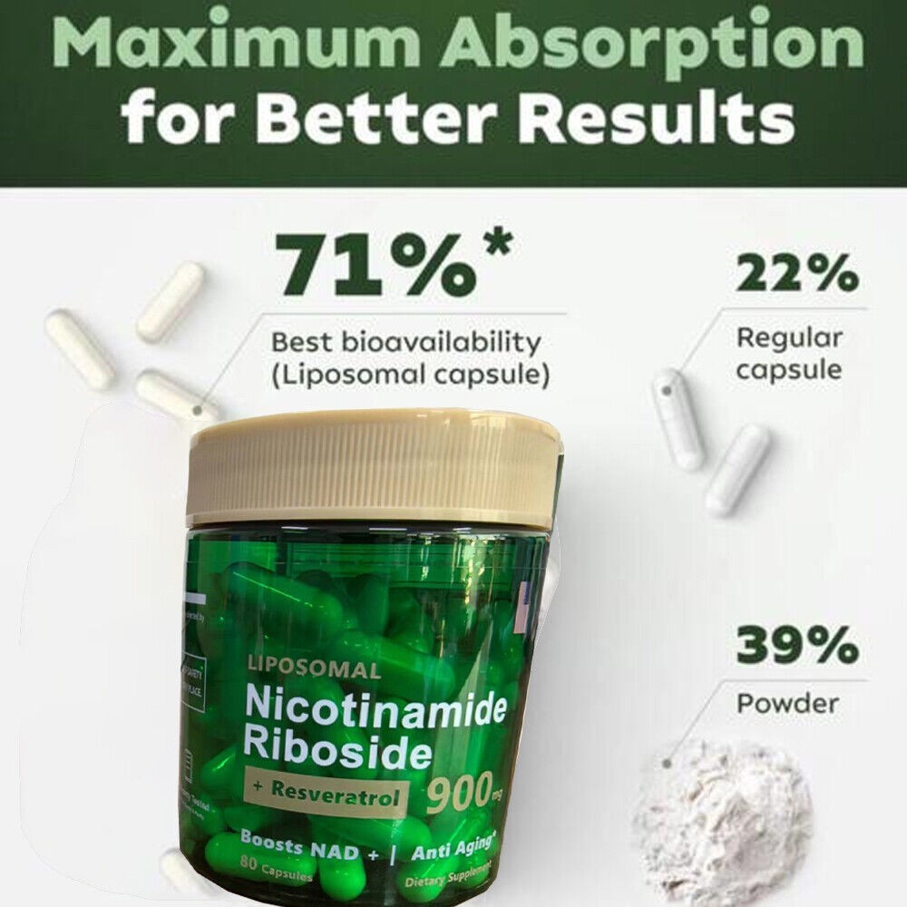 3 Pack NAD Supplement Anti Aging Energy Support Nicotinamide Riboside Resveratro