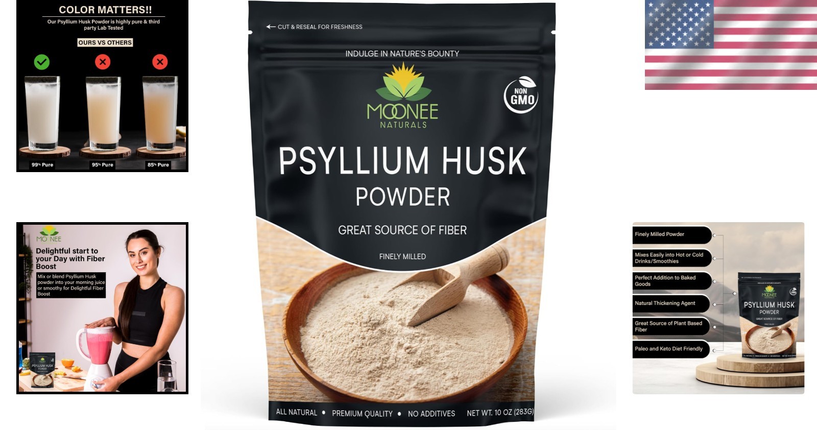 Finely Ground Psyllium Husk Powder 10 OZ – Natural Fiber for Weight Management