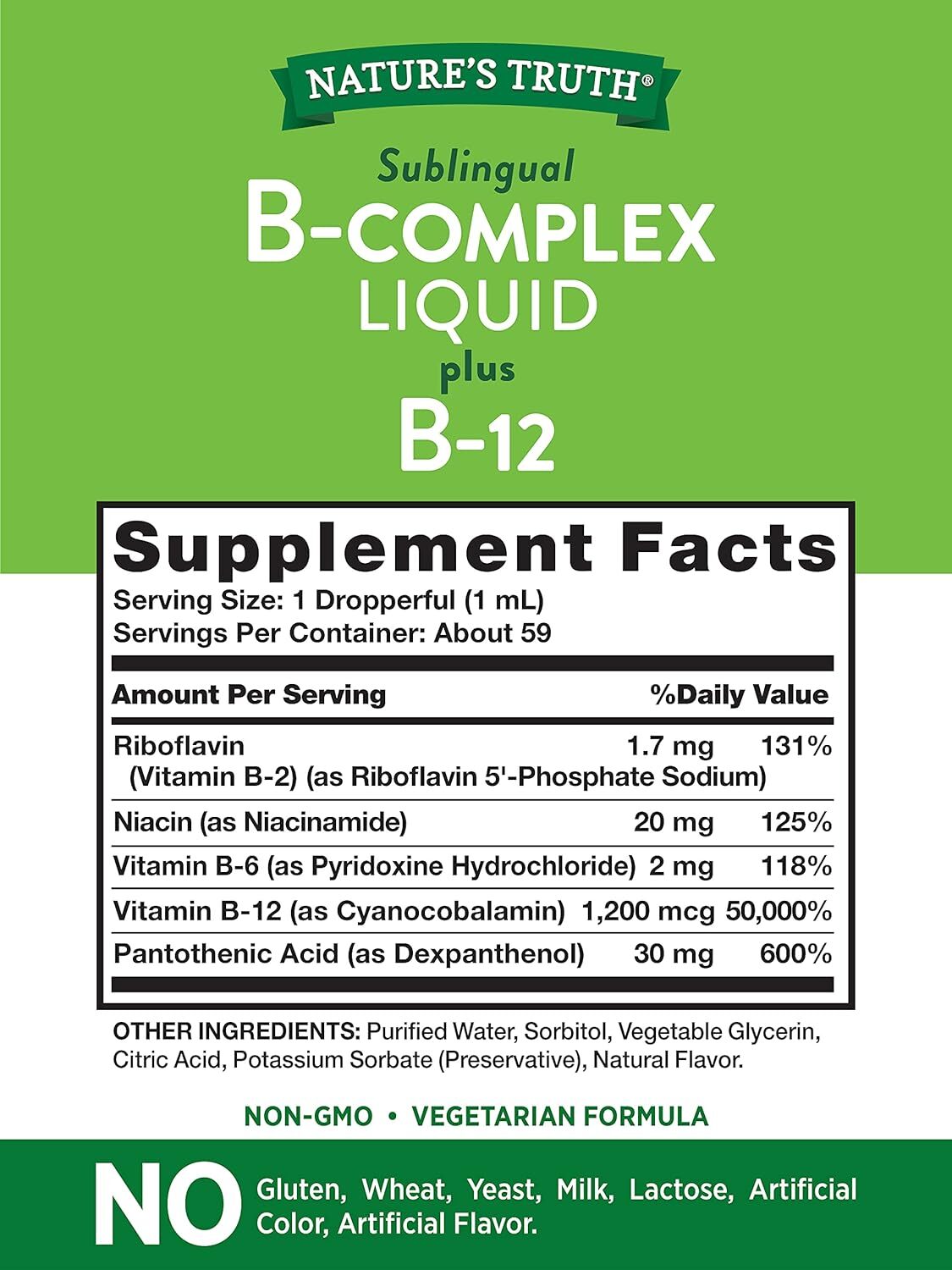 NT Vitamin B COMPLEX plus B-12 Sublingual Liquid 2oz ~