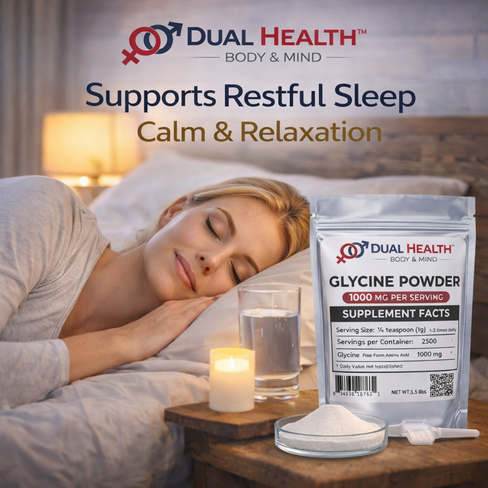 Glycine Powder Pure Amino Acid Supplement Sleep & Recovery Bulk Sizes