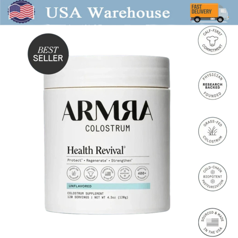 ARMRA Grass-Fed Colostrum Superfood – Immune Health Revival, Unflavored 120g Jar