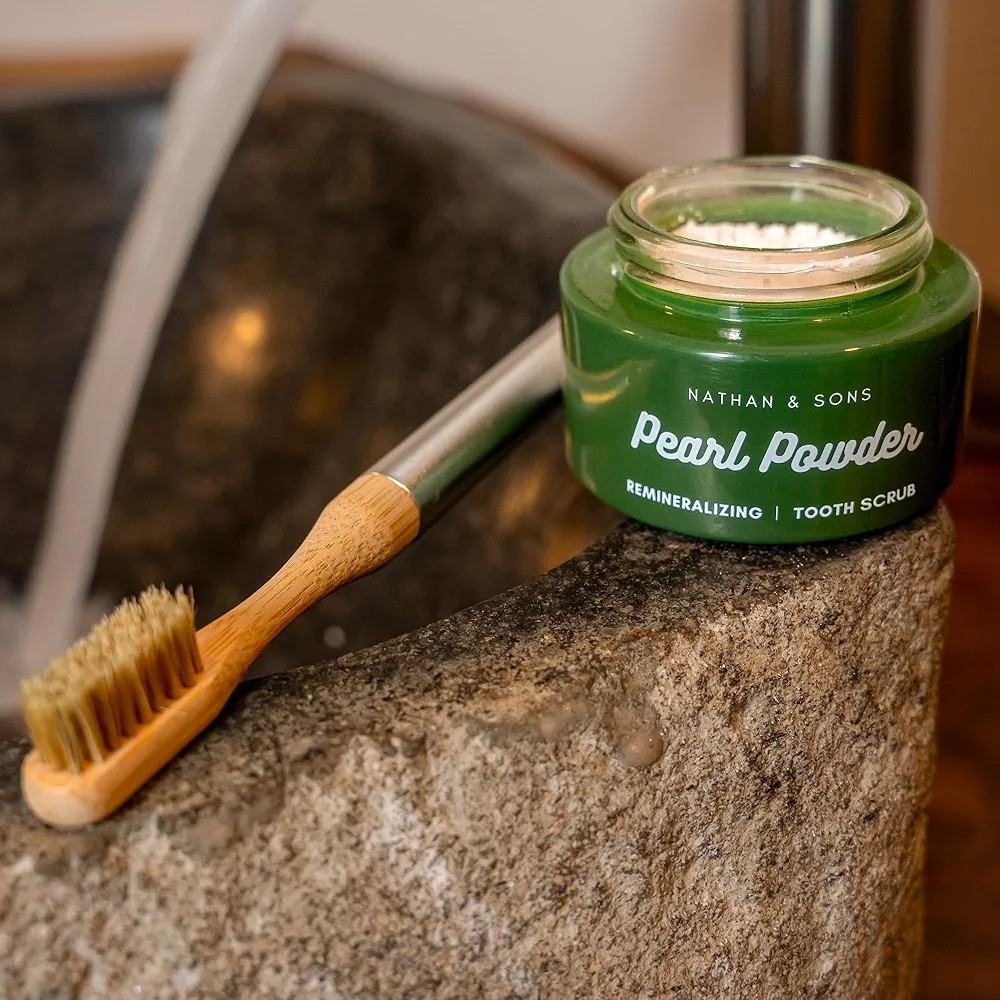 Nathan & Sons Pearl Powder Remineralizing Tooth Scrub Mastic Mint Net WT 30g New