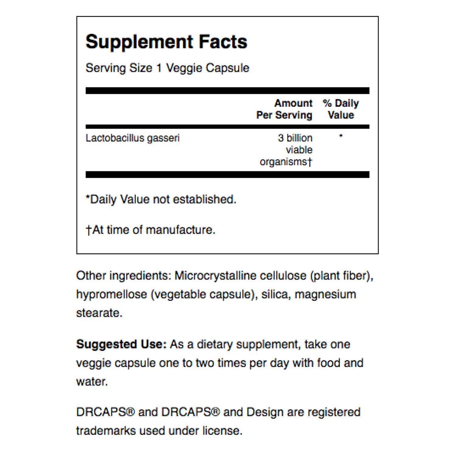 Swanson Lactobacillus Gasseri 3 Billion CFU Digestive Health Fat Metabolism