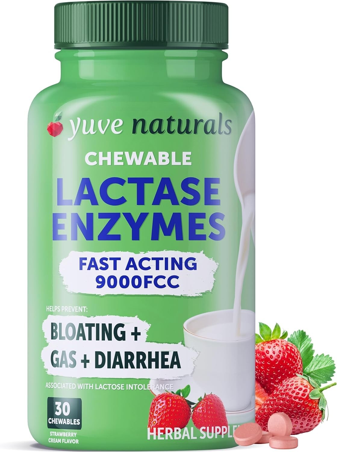 Yuve Dairy Relief Fast Acting Natural Lactase Enzyme 9000 FCC Say Goodbye 08/27