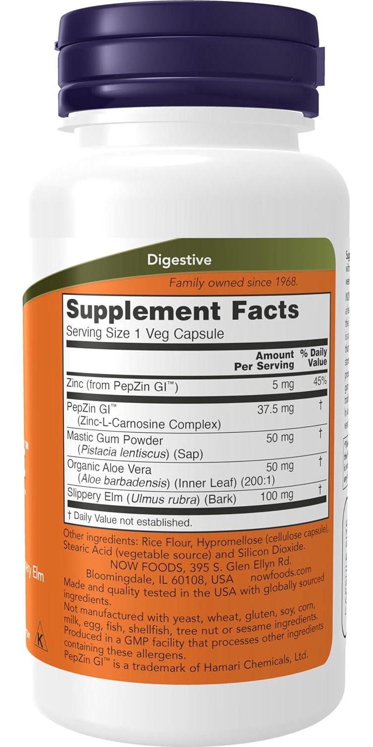 NOW Foods Supplements, Gastro Comfort, plus Mastic Gum, Aloe Vera and Slippery