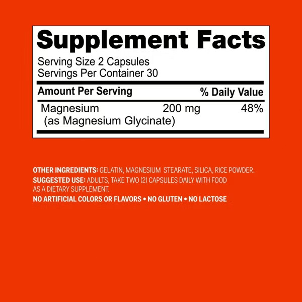 Magnesium Glycinate Dietary Supplements – 200mg Capsule – 60ct – up&up