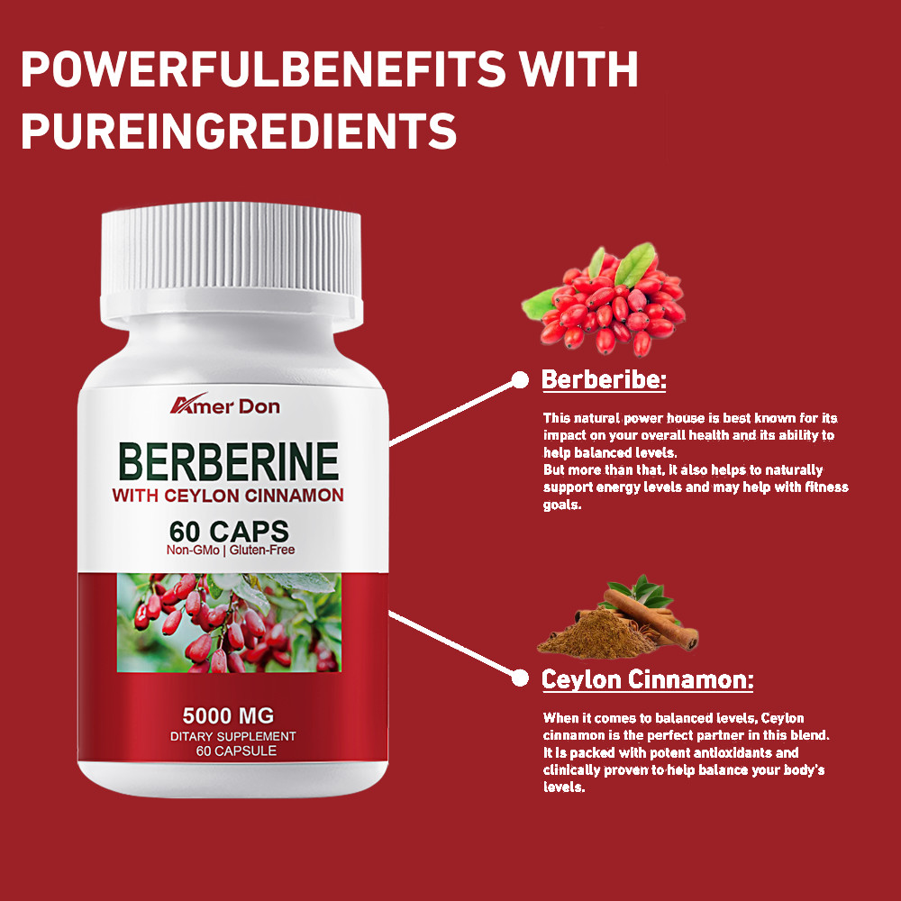 Berberine HCl 1200mg – 2 Bottles High Potency Berberine – Blood Sugar Support