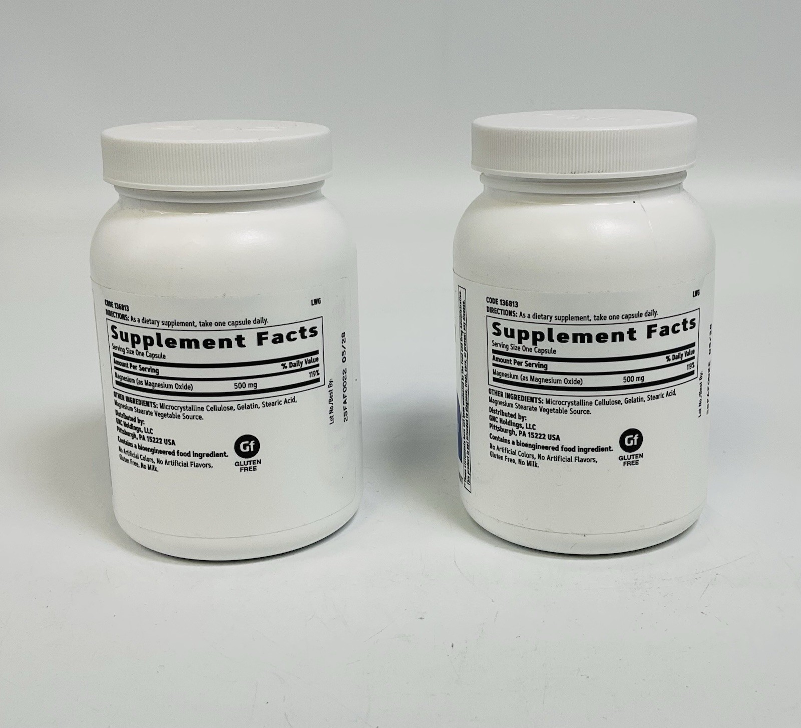 2-Pack GNC Magnesium 500mg Capsules – 240 count *EXP 04/2028*