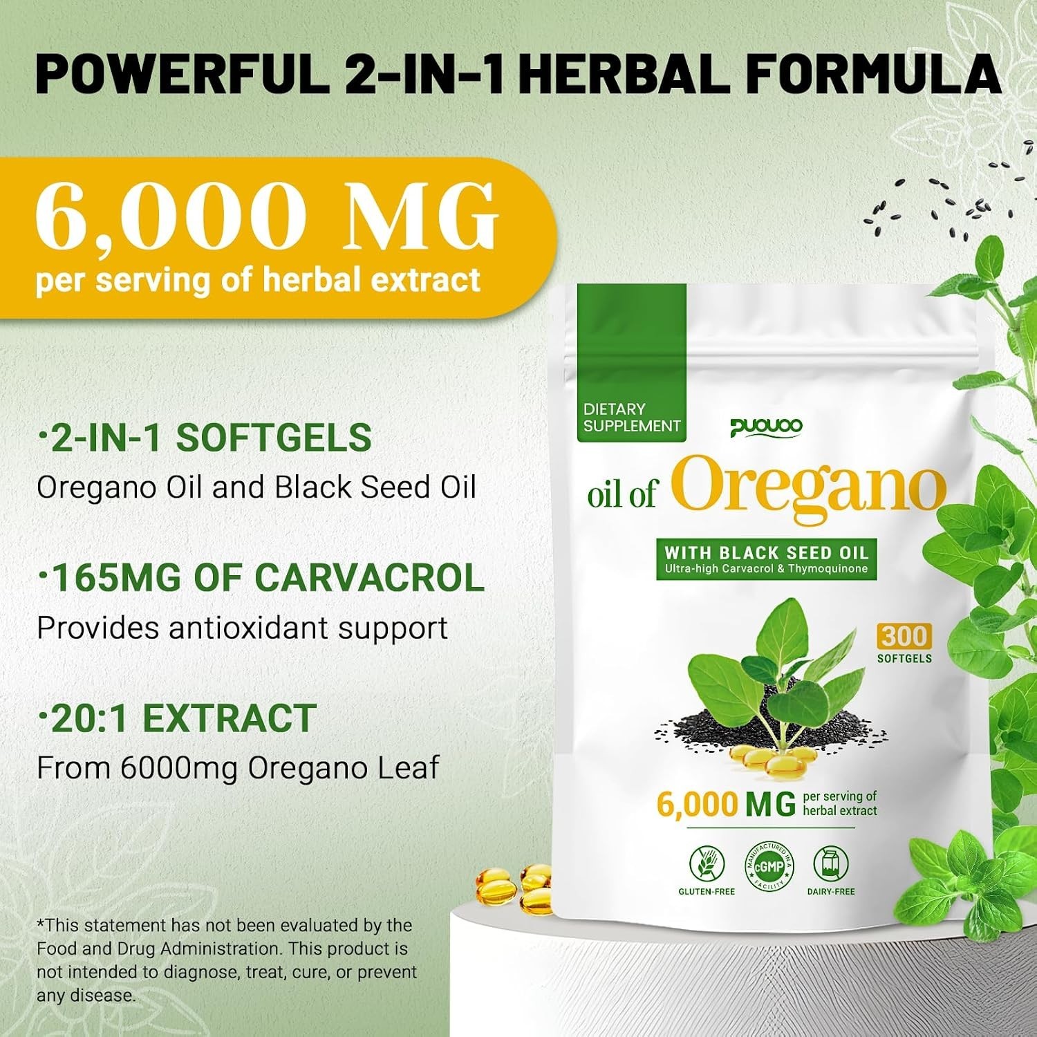 🔥 Oil Of Oregano With Black Seed Oil 6,000MG 300 Softgels 🔥 🚀 (Fast Delivery)