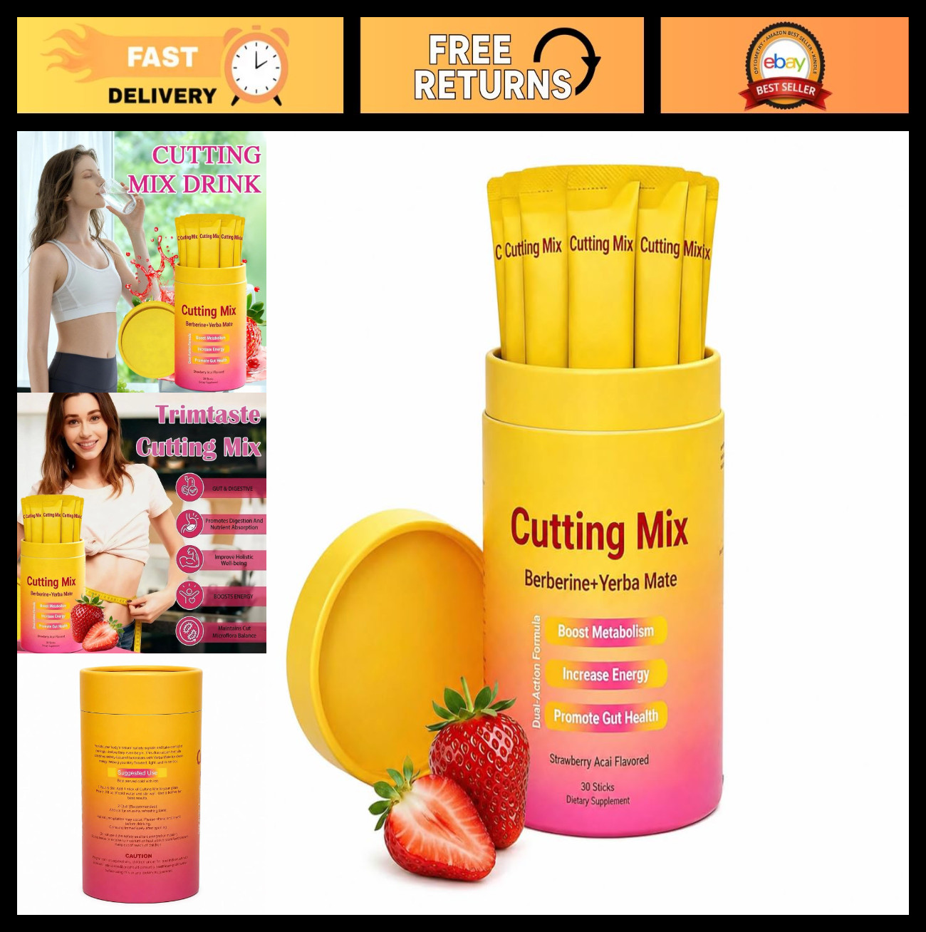 Sugar-Free Cutting Drink Mix – Berberine, Chromium, Metabolism Support | Vegan,