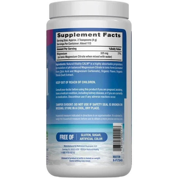 Natural Vitality Calm Magnesium 16oz Powder | Raspberry Lemon Flavored Supple…