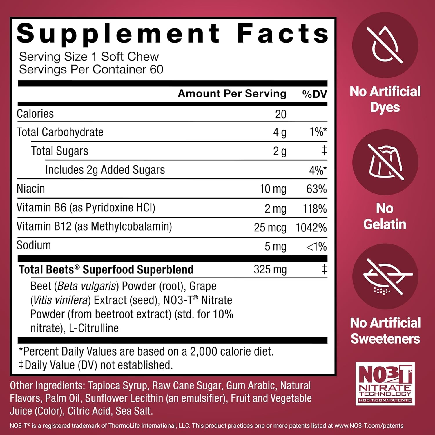 Force Factor Total Beets Blood Pressure Support, Beet Root Supplement Soft Chew