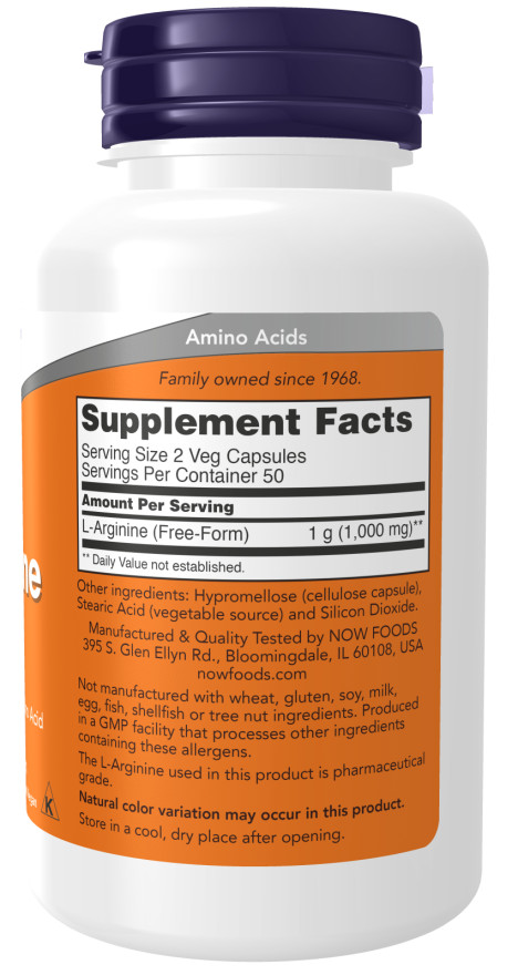 Now Foods L-Arginine 500 mg 100 Caps Amino Acid 06/2026EXP