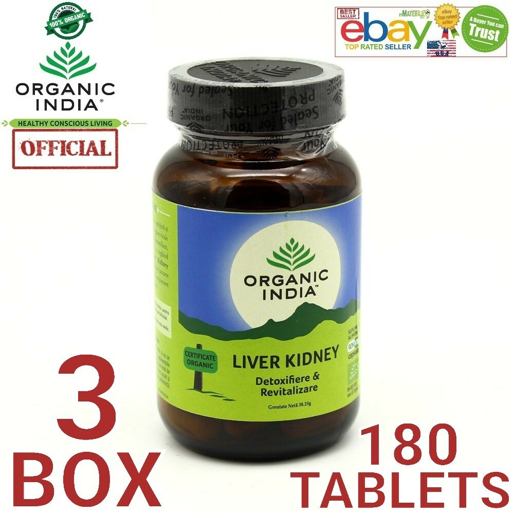 ORGANIC INDIA Liver Kidney Exp.2025 OFFICIAL USA 3 BOX 180 Capsules Care Health
