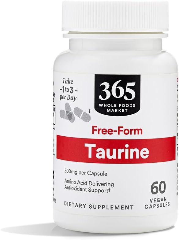 Taurine 500mg – 60 Count Capsules for Antioxidant Support & Energy