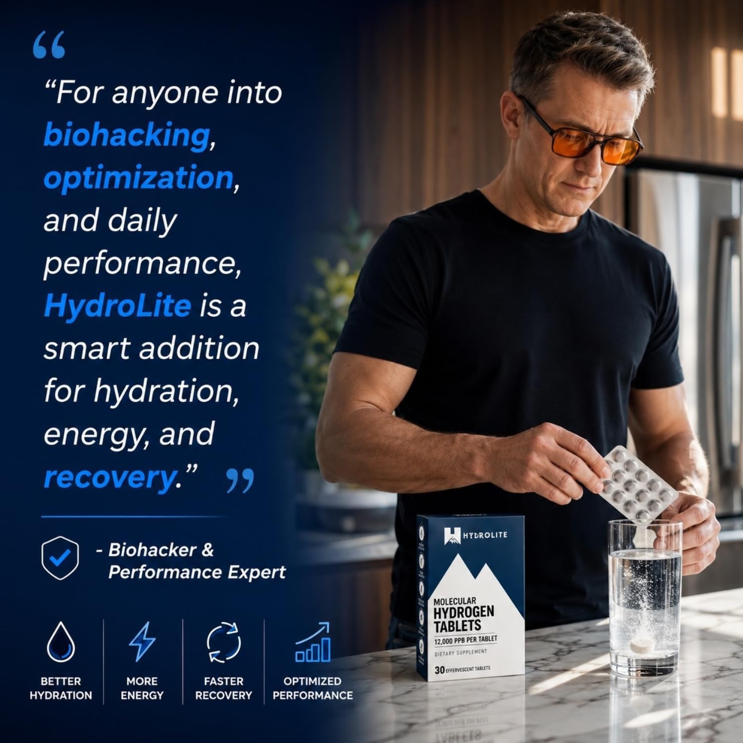 Molecular Hydrogen Tablets for Water | 12,000 PPB H2 | Energy Booster & Performa