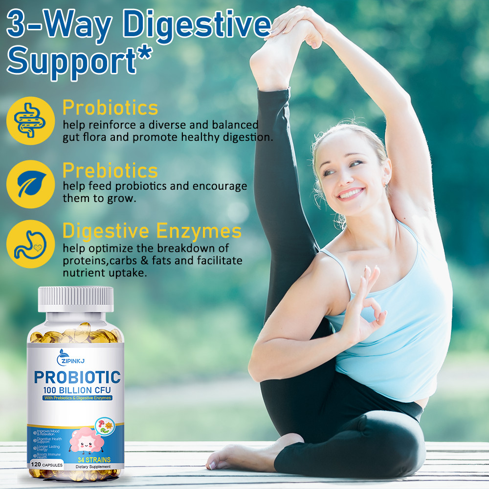 120 Capsules Probiotics Digestive Enzymes 100 Billion CFU Potency Immune Health