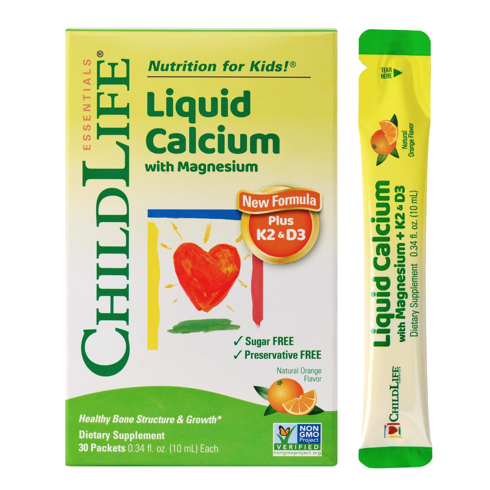 ChildLife Essentials Liquid Calcium for Kids 0.34 fl Oz (30 Stick Packs)