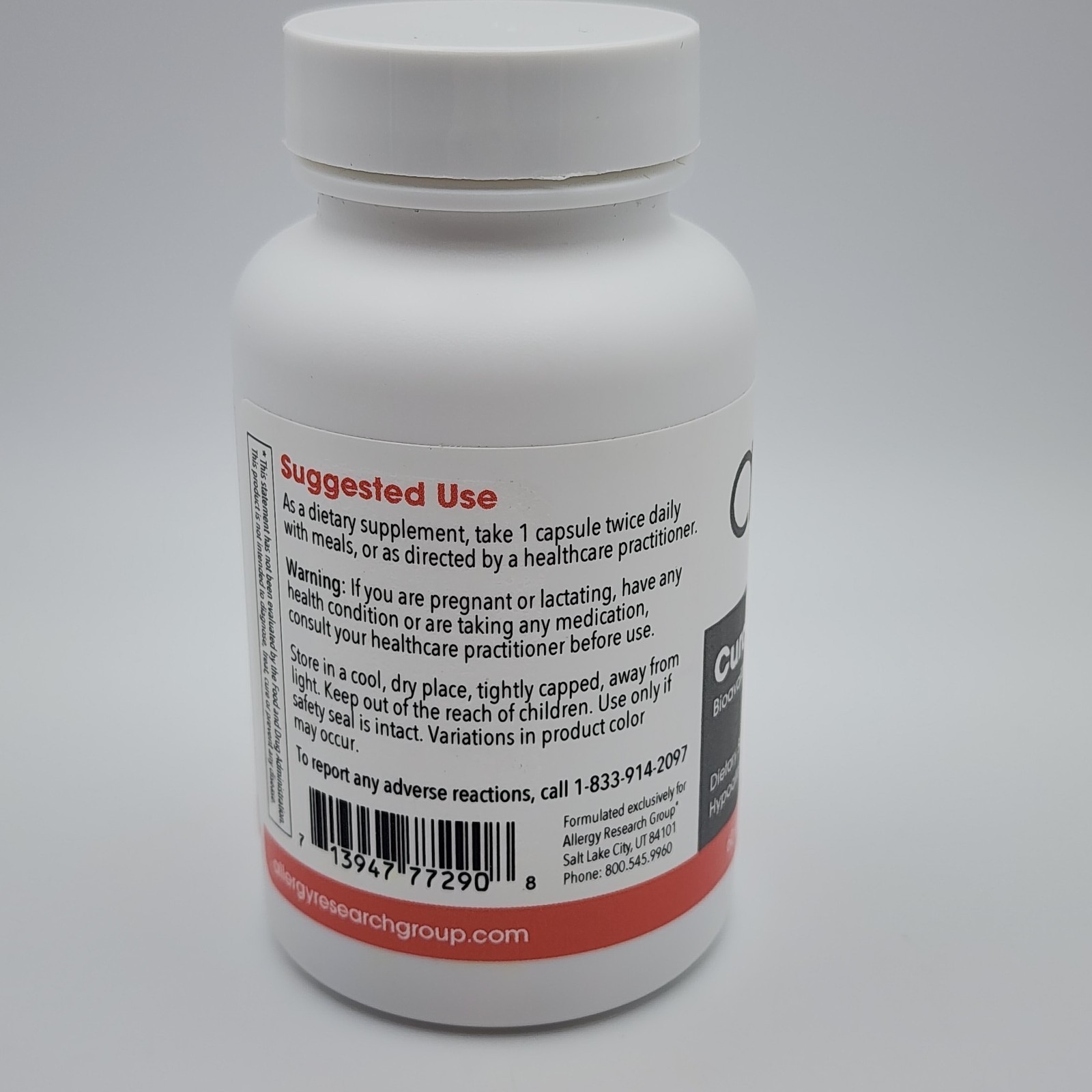 Allergy Research Group Bioavailable Curcumin Supplement CurcuWIN 500 60 Capsules