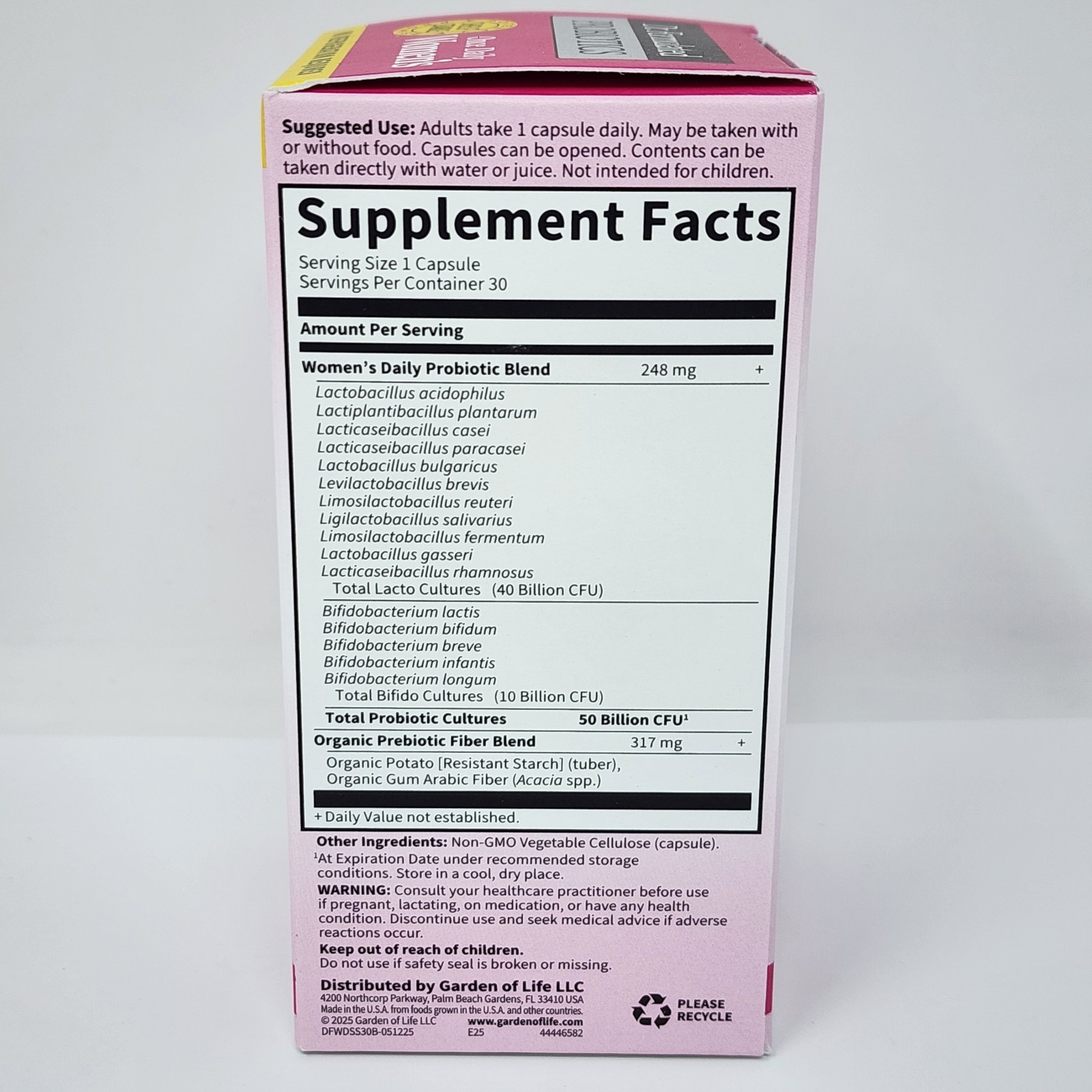 Garden of Life Probiotics Women’s Once Daily, 30 Capsules, Exp 01/2027