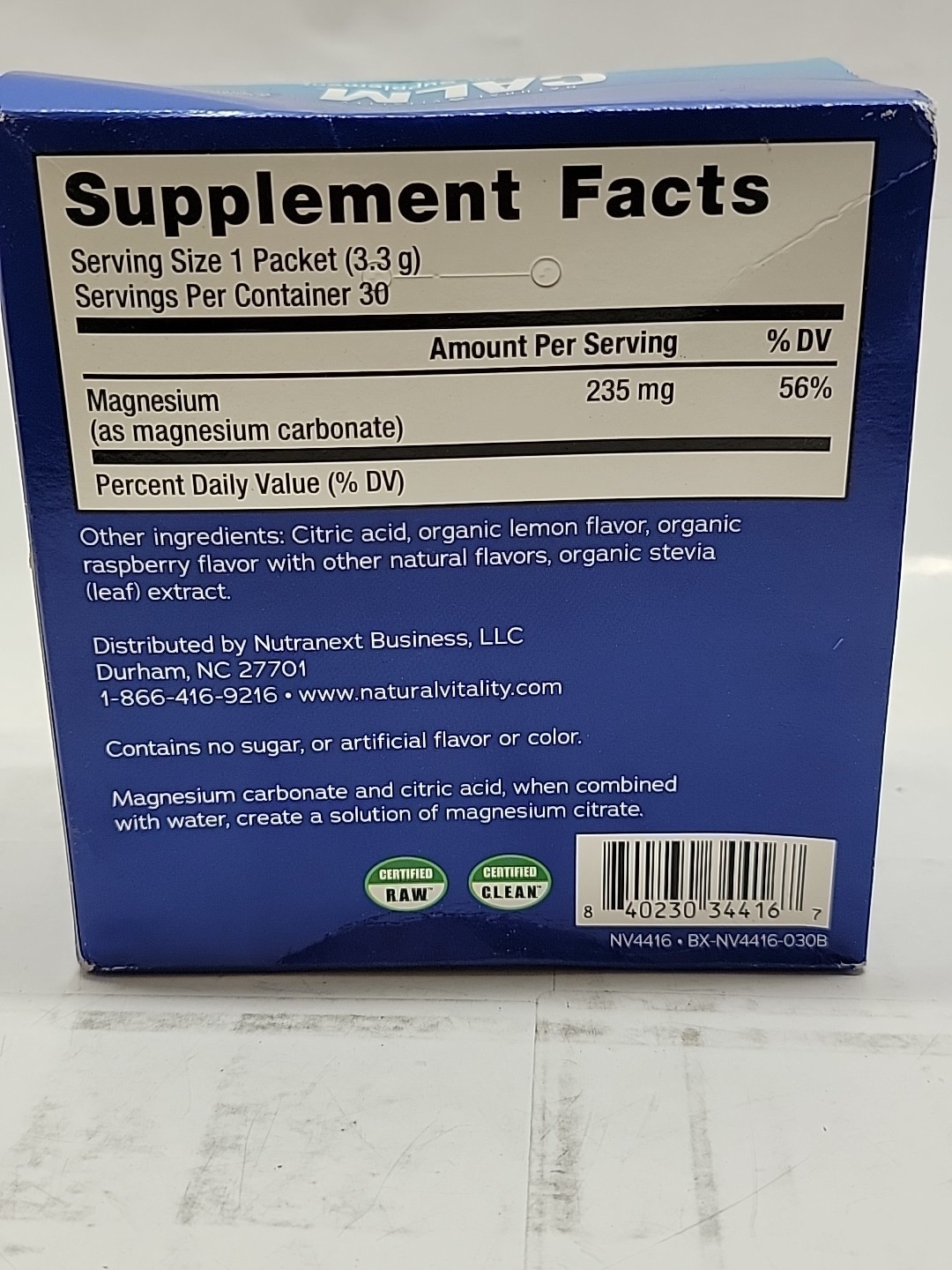 X2 Natural Vitality Calm, Magnesium Supplement – Raspberry-Lemon – Exp 08/2027