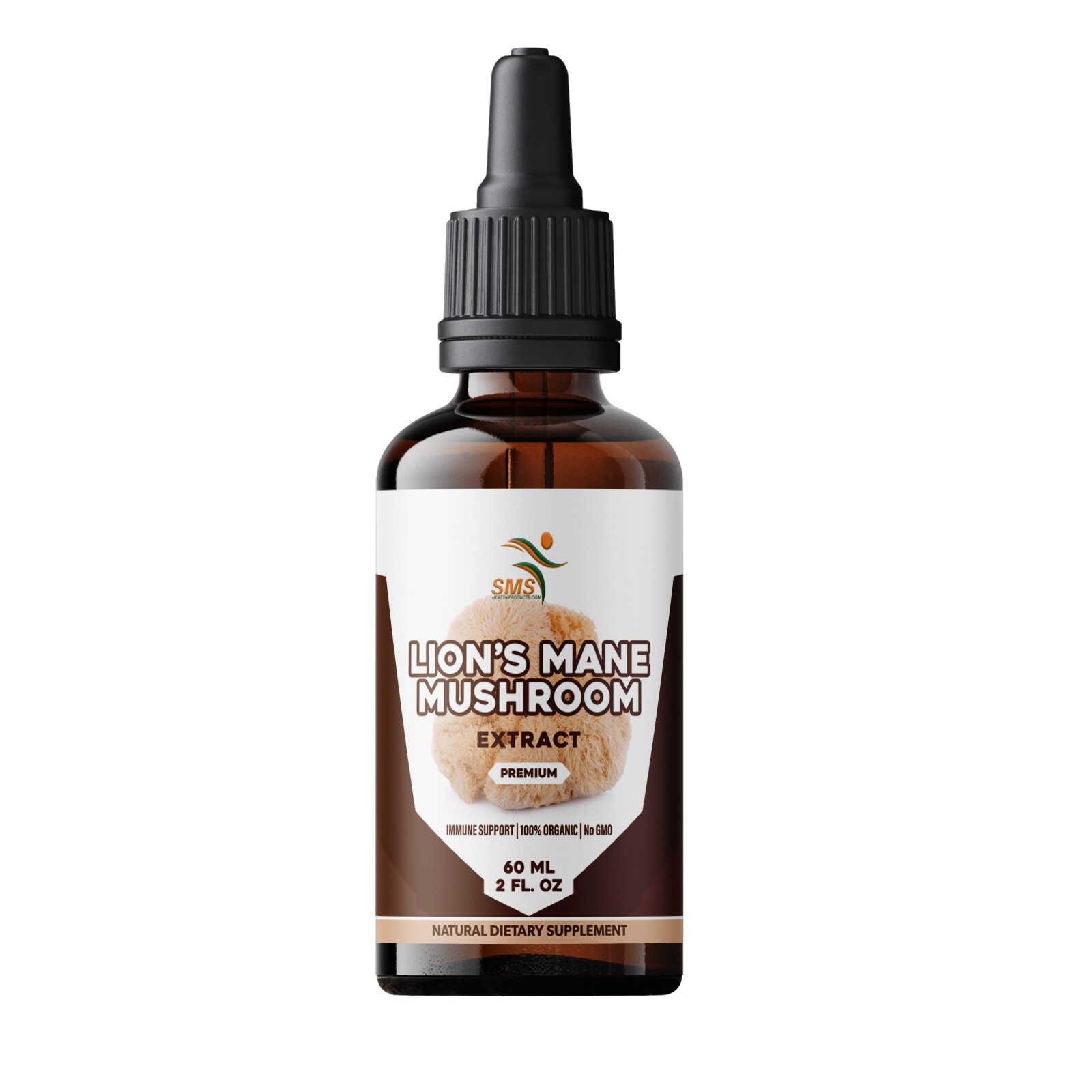 Lions Mane Mushroom Extract Organic Non GMO Tincture Liquid Herbal Drops 2 Fl Oz