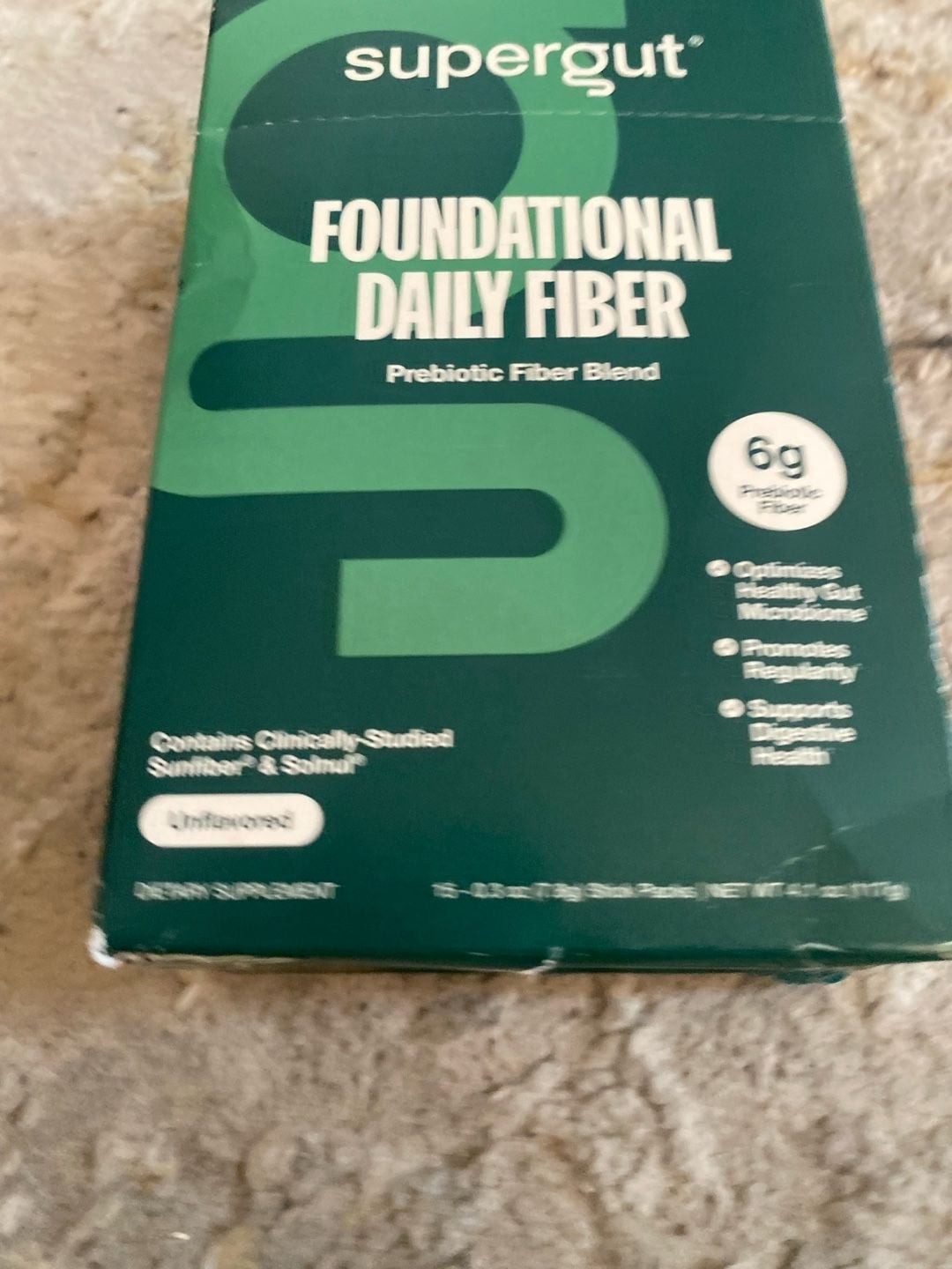 Supergut Foundational Daily Fiber Unflavored Prebiotic Fiber Blend Stick Packs,