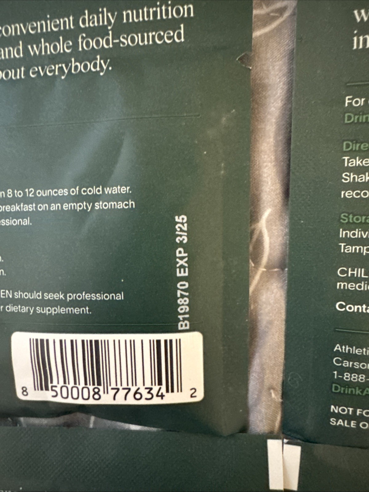 AG1 Athletic Greens 1 Individual pack (6) 12 Grams Each