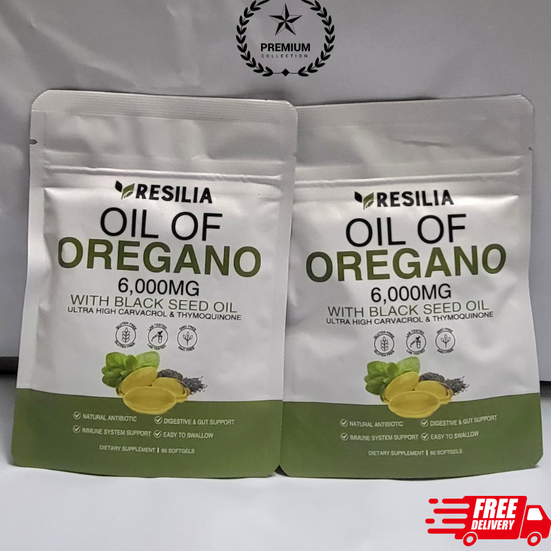 Resilia Oil of Oregano 6000mg with Black Seed Oil Softgels – 60 Capsules x 2 Pk