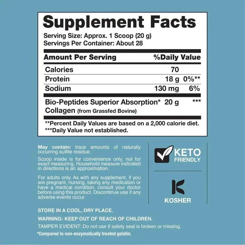“Unflavored, Collagen Neocell Peptides Protein Powder – 20 Oz, Grass-Fed”