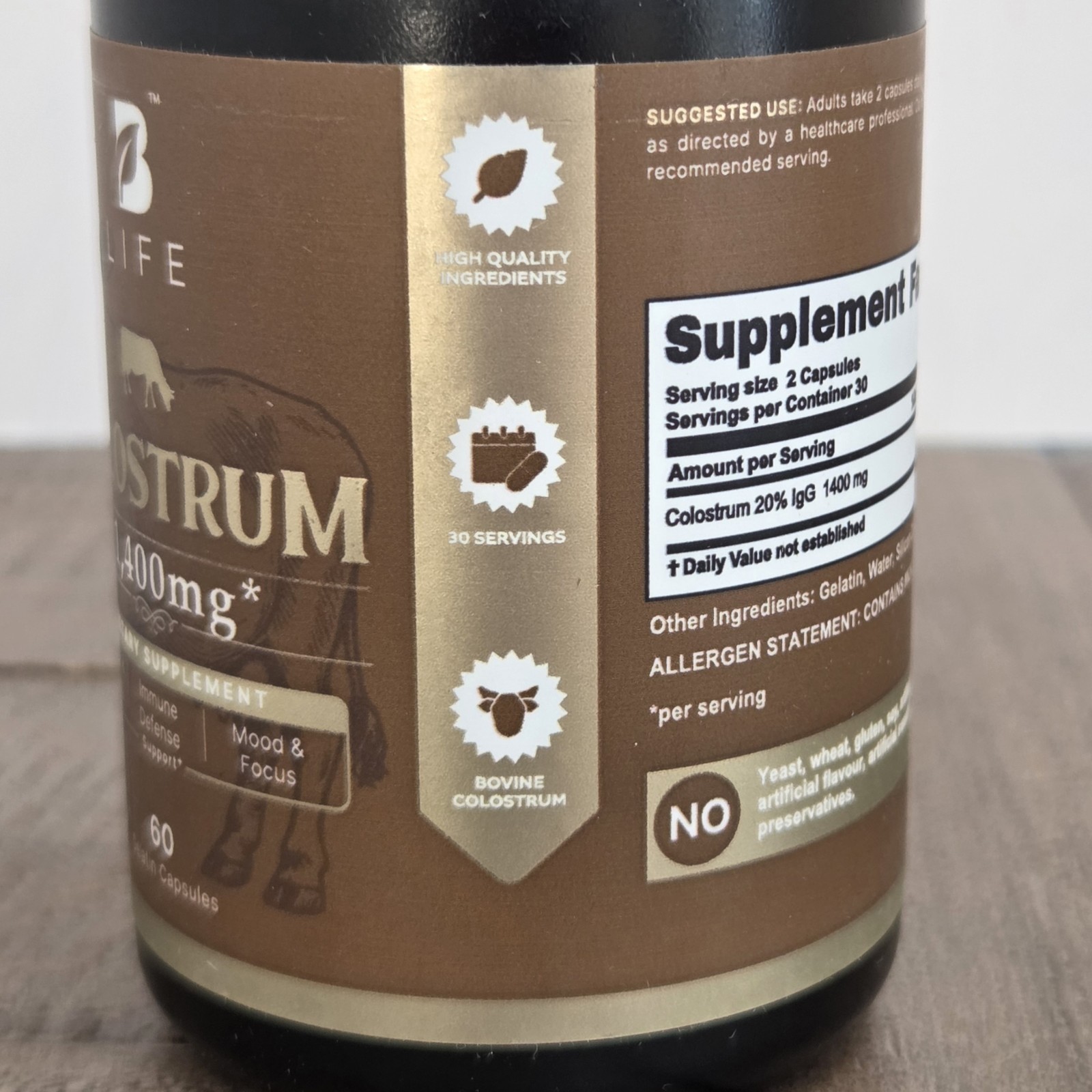 BLife Bovine Colostrum 1400mg Immune Gut Support 60 Caps Exp 04/2028